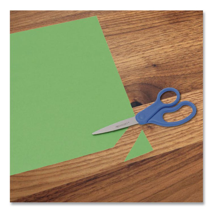 Preferred Line Stainless Steel Scissors, 7" Long, 2.5" Cut Length, Straight Blue Handle