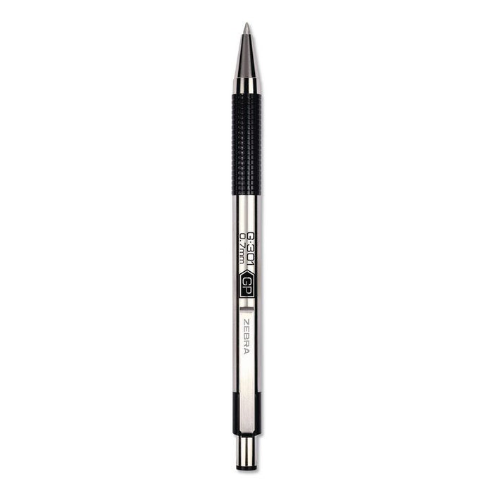 G-301 Gel Pen, Retractable, Medium 0.7 mm, Black Ink, Stainless Steel/Black Barrel, 2/Pack