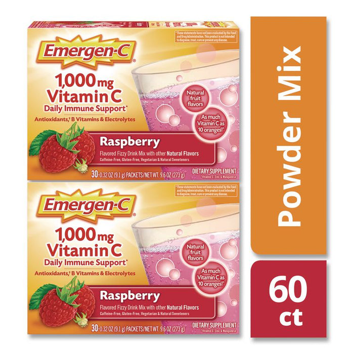Vitamin C Drink Mix, 1,000 mg Vitamin C, Raspberry, 60/Pack