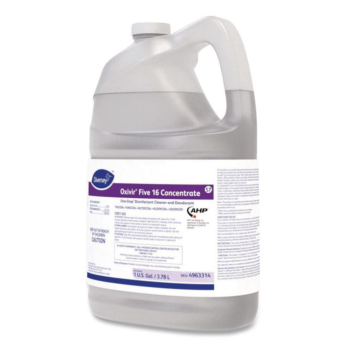 Five 16 One-Step Disinfectant Cleaner, Unscented, 1 gal Bottle, 4/Carton