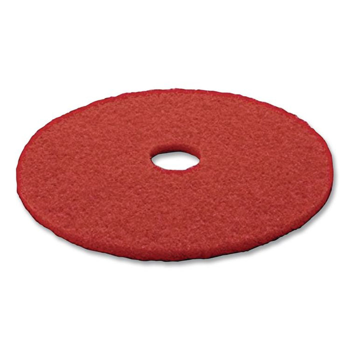 Low-Speed Buffer 5100 Floor Pads, 11" Diameter, Red, 5/Carton