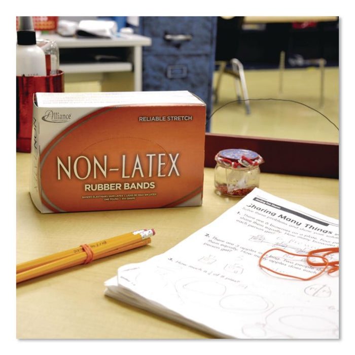 Non-Latex Rubber Bands, Size 54 (Assorted), 0.04" Gauge, Orange, 1 lb Box, Band-Count Varies