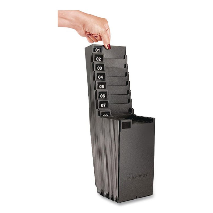Expanding Time Card Rack, 25 Pockets, Plastic, Black
