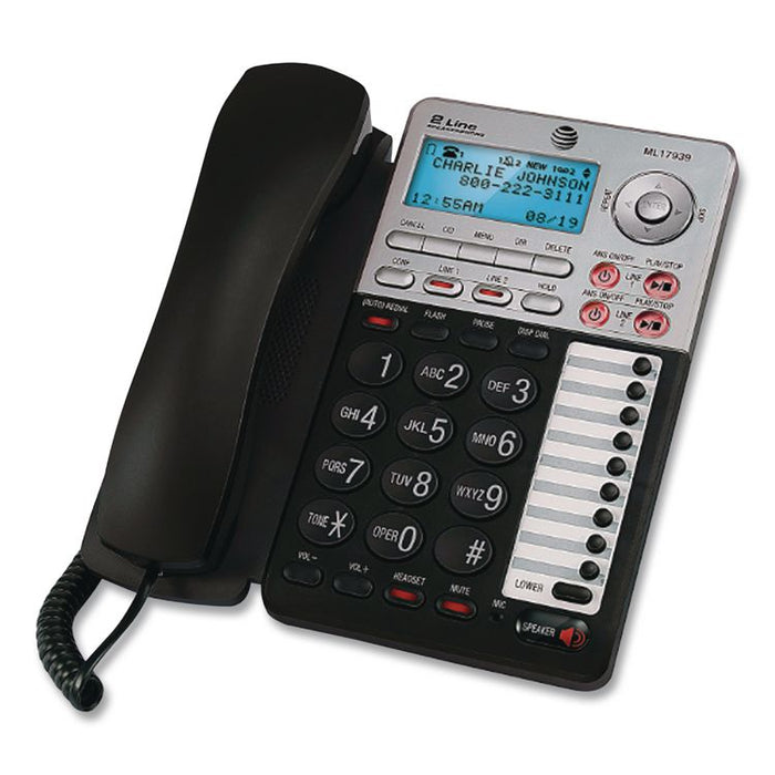 ML17939 Two-Line Speakerphone with Caller ID and Digital Answering System, Black