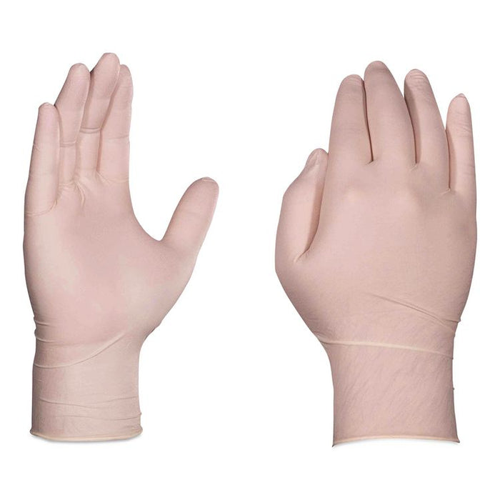 Latex Exam Gloves, Powder-Free, Large, 4 mil (Palm), 5 mil (Fingers), Ivory, 100/Box