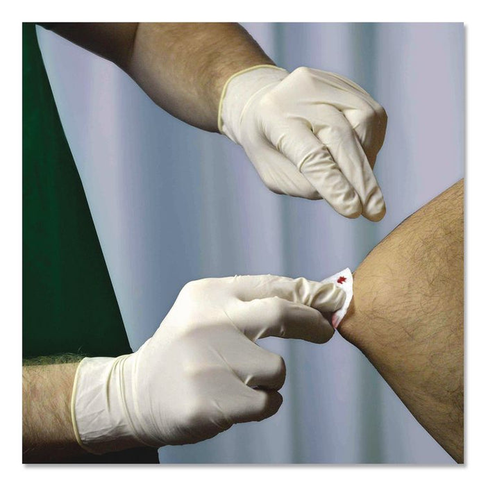 Latex Exam Gloves, Powder-Free, Large, 4 mil (Palm), 5 mil (Fingers), Ivory, 100/Box