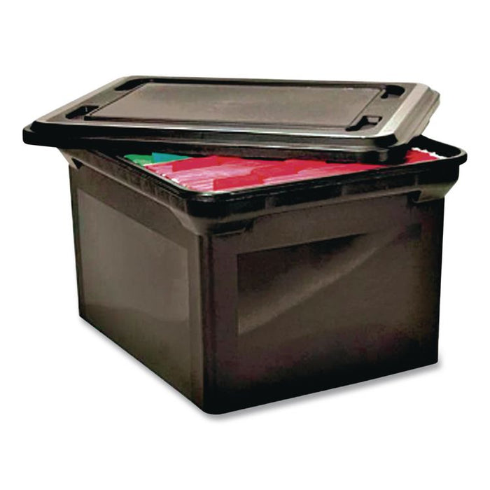 File Tote with Lid, Letter/Legal Files, 14.25" x 18" x 10.88", Black