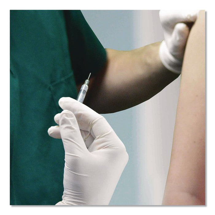 Latex Exam Gloves, Powder-Free, Small, 4 mil (Palm), 5 mil (Fingers), Ivory, 100/Box