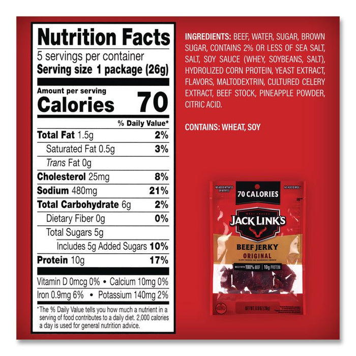Beef Jerky Variety Pack, Original/Teriyaki, 8.1 oz Bag, 9/Carton