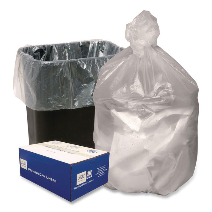 Can Liners, 30 gal, 10 mic, 30" x 37", Natural, 25 Bags/Roll, 20 Rolls/Carton