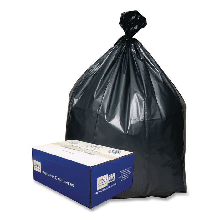 Can Liners, 45 gal, 1.55 mil, 39" x 46", Gray, 10 Bags/Roll, 5 Rolls/Carton