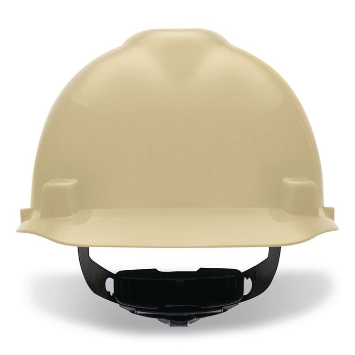 V-Gard Hard Hats, Vented, Front Brim, Fas-Trac III Ratchet Suspension, One Size Fits Most (6.5 to 8), Light Buff
