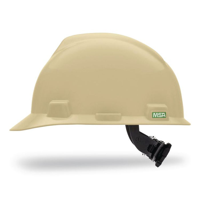 V-Gard Hard Hats, Vented, Front Brim, Fas-Trac III Ratchet Suspension, One Size Fits Most (6.5 to 8), Light Buff