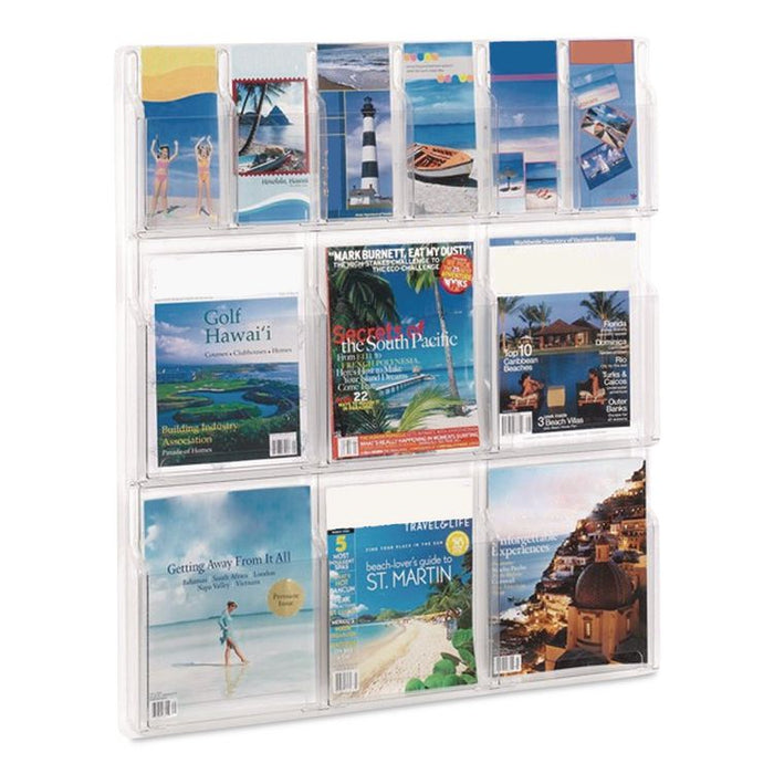Clear2c 6 Magazine and 6 Pamphlet Display, 29 x 3 x 36, Clear