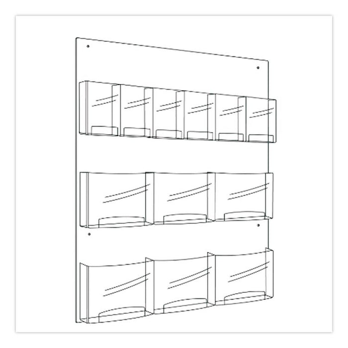 Clear2c 6 Magazine and 6 Pamphlet Display, 29 x 3 x 36, Clear