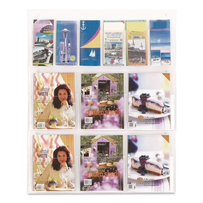 Clear2c 6 Magazine and 6 Pamphlet Display, 29 x 3 x 36, Clear