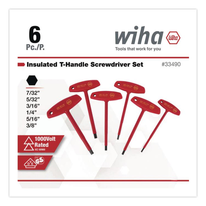 6-Piece Insulated T-Handle Inch Hex Screwdriver Set