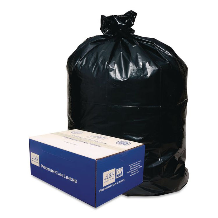 Linear Low-Density Can Liners, 10 gal, 0.6 mil, 24" x 23", Black, 25 Bags/Roll, 20 Rolls/Carton