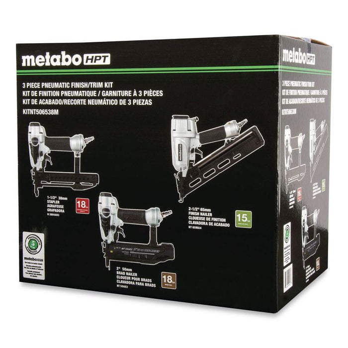 HPT 18-15 GA Pneumatic Three-Tool Finish/Trim Nailers Combo Kit, One Stapler, One Brad Nailer, One Angle Finish Nailer
