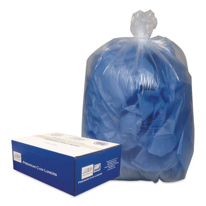 Linear Low-Density Can Liners, 33 gal, 0.63 mil, 33" x 39", Clear, 25 Bags/Roll, 10 Rolls/Carton