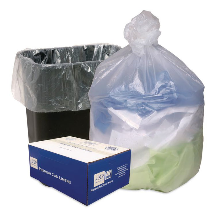 Can Liners, 10 gal, 8 mic, 24" x 24", Natural, 50 Bags/Roll, 20 Rolls/Carton
