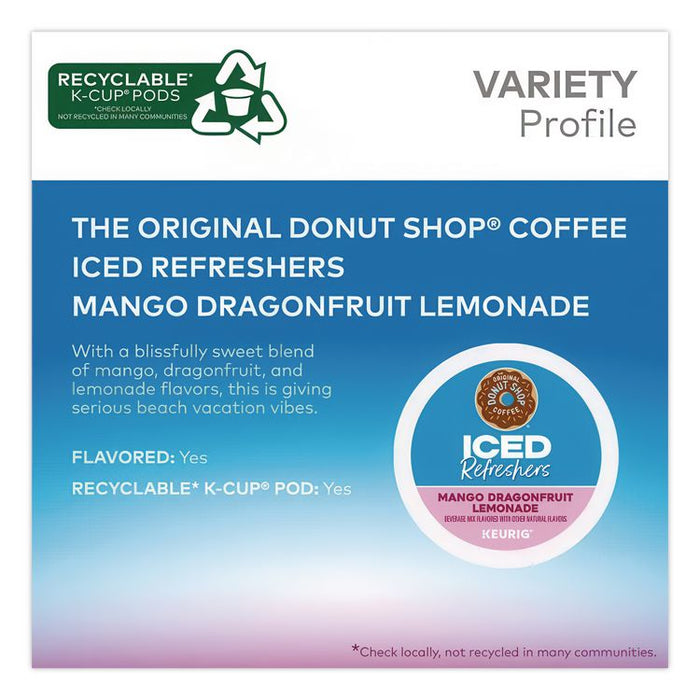 ICED Refreshers K-Cup Pods, Mango Dragonfruit Lemonade, 20/Box, 4 Boxes/Carton