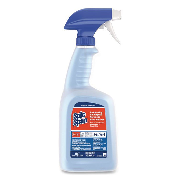 Disinfecting All-Purpose Spray and Glass Cleaner, Fresh Scent, 32 oz Bottles, 8 Bottles and 8 Trigger Sprayers/Carton