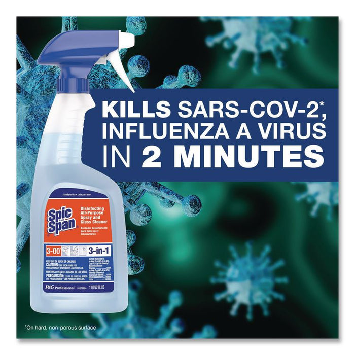 Disinfecting All-Purpose Spray and Glass Cleaner, Fresh Scent, 32 oz Bottles, 8 Bottles and 8 Trigger Sprayers/Carton