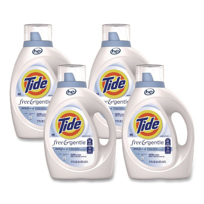 Free and Gentle Liquid Laundry Detergent, HE Compatible, 64 Loads, 84 oz Bottle, 4/Carton