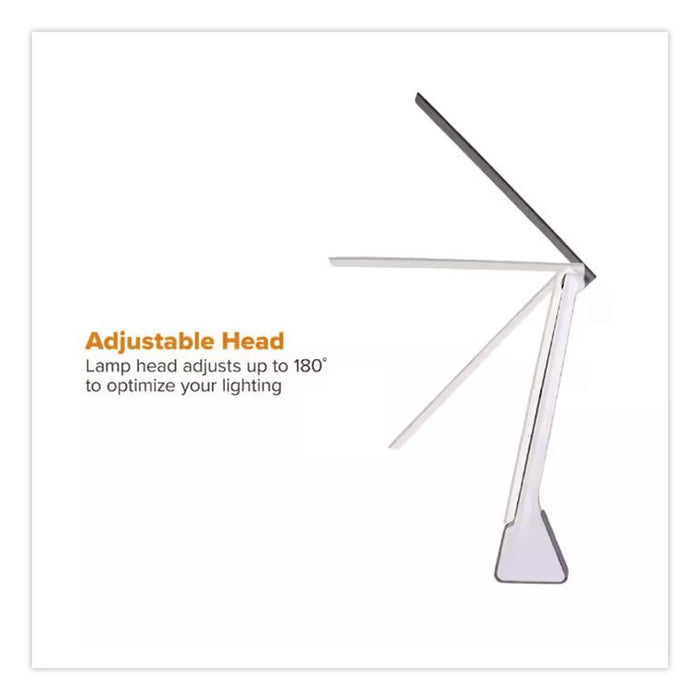 Konnect Rechargeable Folding LED Desk Lamp, 2.52w x 2.13d x 11.02h, Gray/Black
