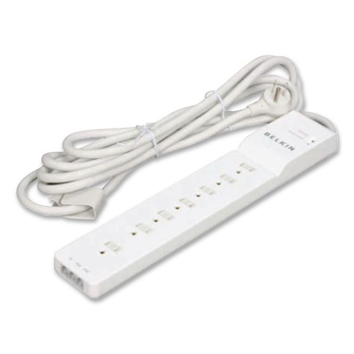 Home/Office Surge Protector, 7 AC Outlets, 12 ft Cord, 2,160 J, White
