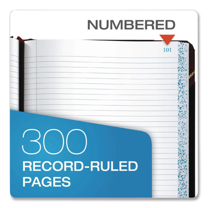 Account Record Book, Record-Style Rule, Black/Maroon/Gold Cover, 9.25 x 7.31 Sheets, 150 Sheets/Book