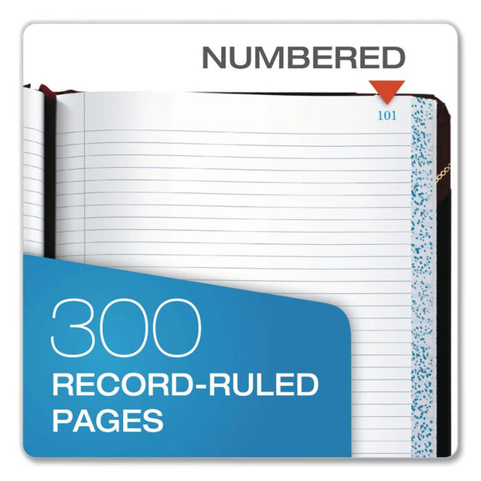 Account Record Book, Record-Style Rule, Black/Red/Gold Cover, 9.25 x 7.31 Sheets, 300 Sheets/Book
