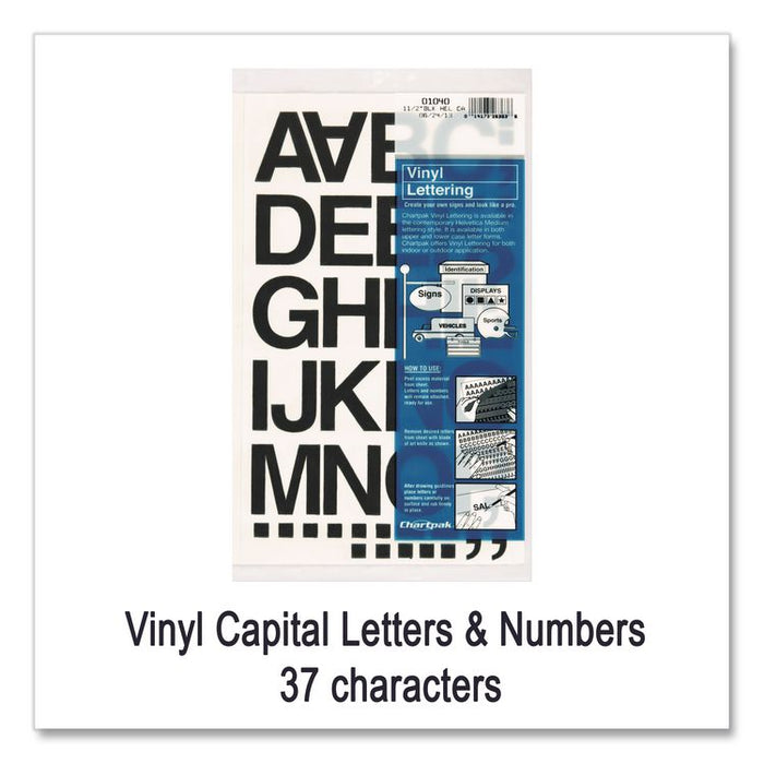 Press-On Vinyl Self-Adhesive Numbers and Uppercase Letters, 1.5" Tall, Black Characters, 37 Pieces
