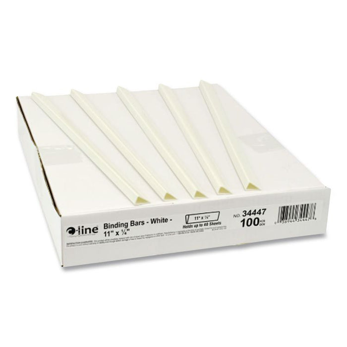 Slide 'N Grip Binding Bars, 40-Sheet Capacity, 11" x 0.25", White, 100/Box