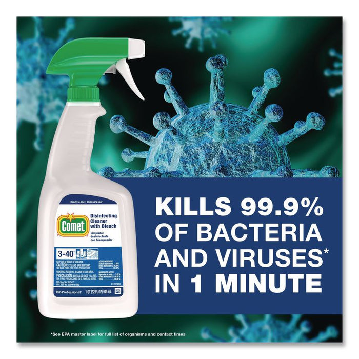 Cleaner with Bleach, 32 oz Bottles, 8 Bottles and 2 Trigger Sprayers/Carton