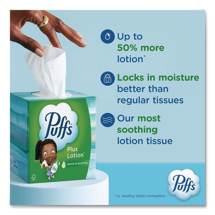 Plus Lotion Facial Tissue, 2-Ply, White, 124 Sheets/Box, 24 Boxes/Carton