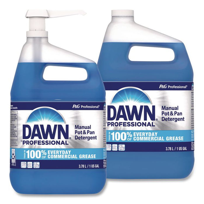Manual Pot and Pan Dish Detergent with Pump, Dawn Original Scent, (1) Pump and (2) 1 gal Bottles/Carton