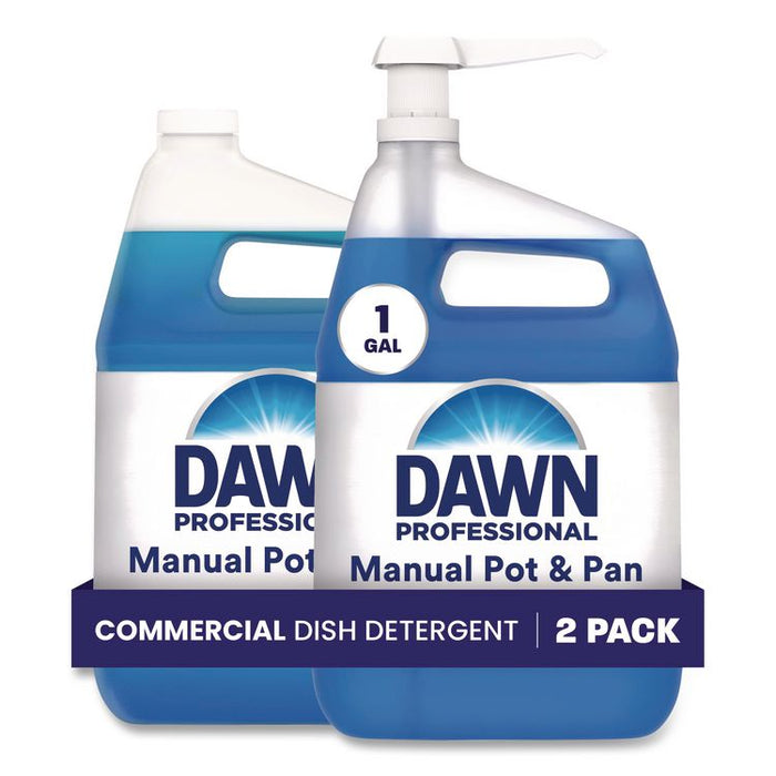 Manual Pot and Pan Dish Detergent with Pump, Dawn Original Scent, (1) Pump and (2) 1 gal Bottles/Carton