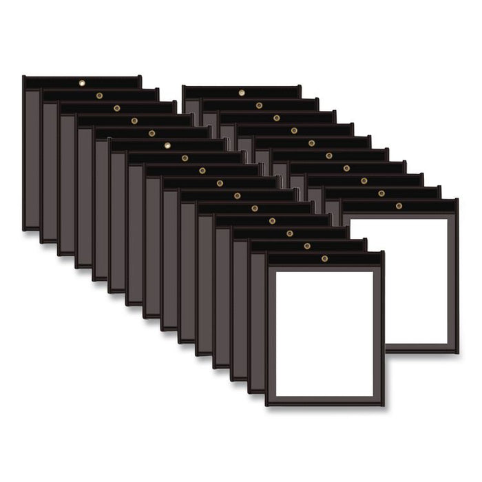 Stitched Shop Ticket Holders, Super Heavy-Duty, 8.5 x 11 Insert, Clear Front, Black Pressboard Back, Black Border, 25/Box