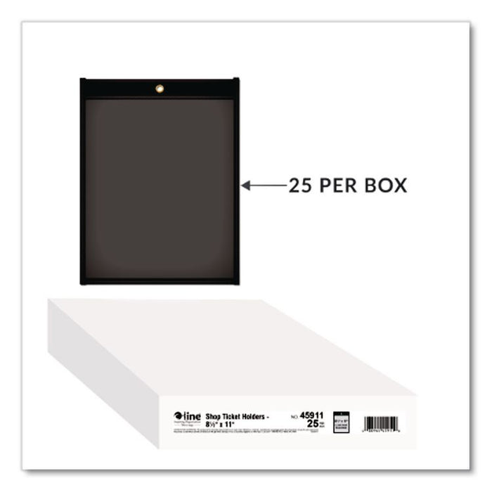 Stitched Shop Ticket Holders, Super Heavy-Duty, 8.5 x 11 Insert, Clear Front, Black Pressboard Back, Black Border, 25/Box
