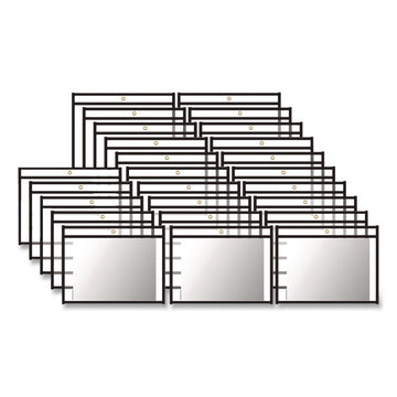 Stitched Shop Ticket Holders, Super Heavy-Duty, Top Load 12 x 9 Insert, Clear Front, Black Border, 25/Box