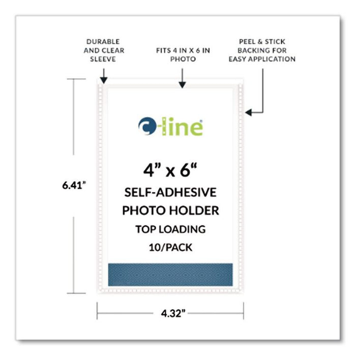 Peel and Stick Photo Holders, 4.38 x 6.5, Clear, 10/Pack