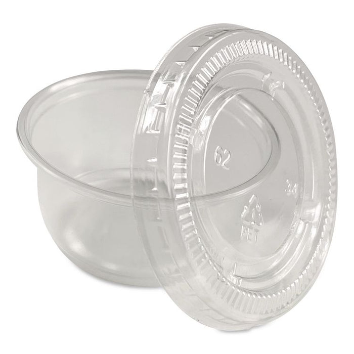 Portion Cups with Lids, 2 oz, Clear, 100/Pack, 25 Packs/Carton