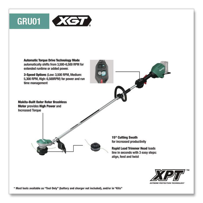 40V max XGT Lithium-Ion Brushless 15" Cordless String Trimmer Kit, (Reconditioned), 68.25" Length, Teal/Black/Silver