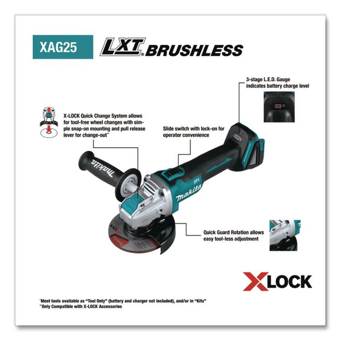18V LXT Brushless Lithium-Ion 4.5"/5" Cordless X-LOCK Angle Grinder (Tool Only), (Reconditioned)