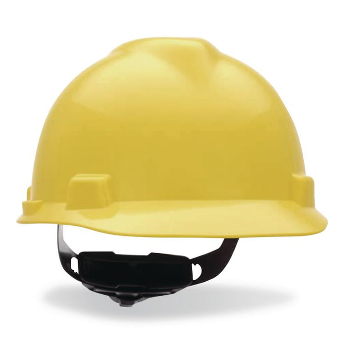 V-Gard Hard Hats, Vented, Front Brim, Fas-Trac III Ratchet Suspension, One Size Fits Most (6.5 to 8), Yellow
