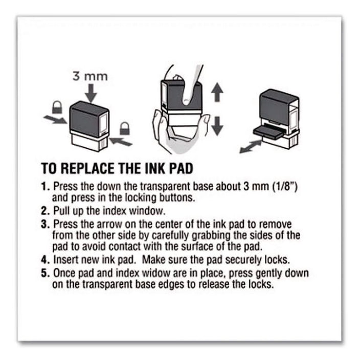 Replacement Ink Pad for 2000PLUS 1SI10P, 1" x 0.25", Black