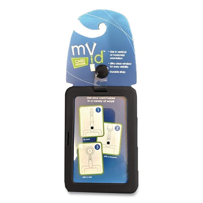 MyID Badge Holder, Vertical/Horizontal, 3 5/8 x 2 1/4, Black, 1/ea