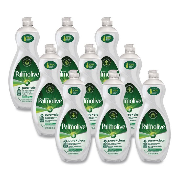 Pure + Clear Dishwashing Liquid, Spring Fresh Scent, 32.5 oz Bottle, 9/Carton
